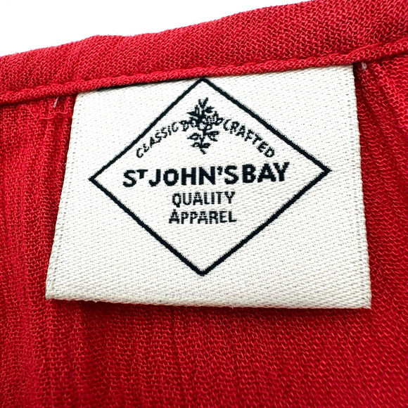 ST JOHN'S BAY Women 3X Orange Pullover Embroidered Crinkle Boho Tassel Tunic Top - Picture 5 of 10